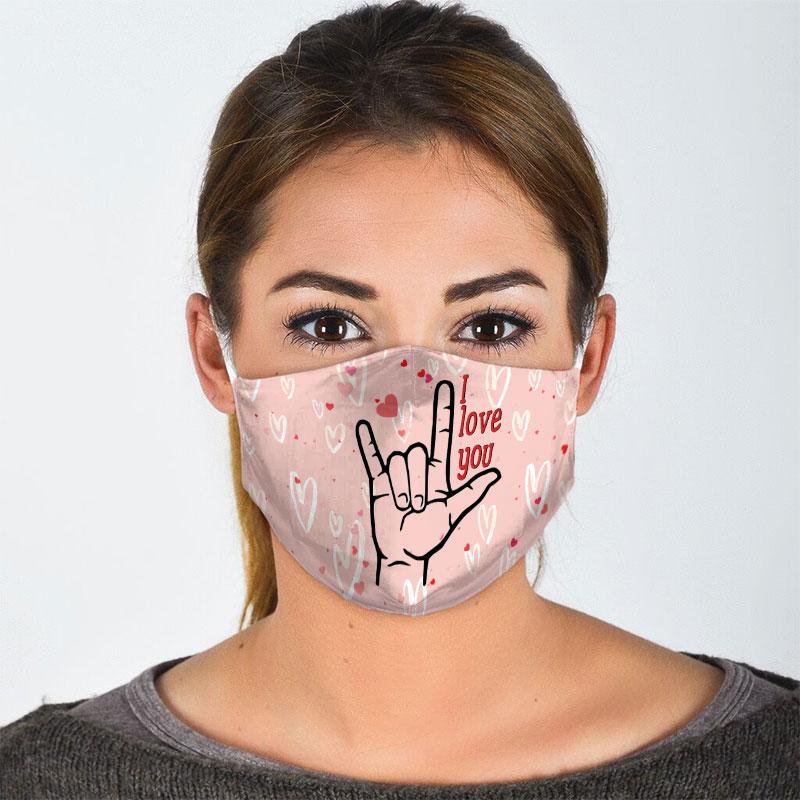i love you sign language all over print face mask 3