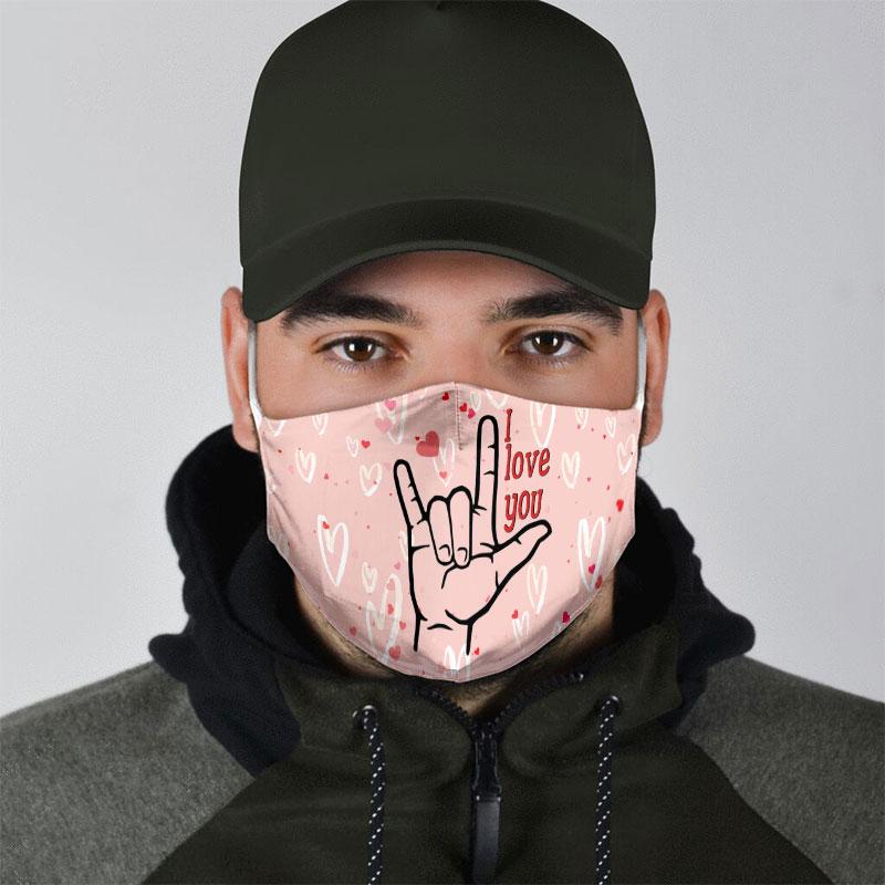 i love you sign language all over print face mask 5