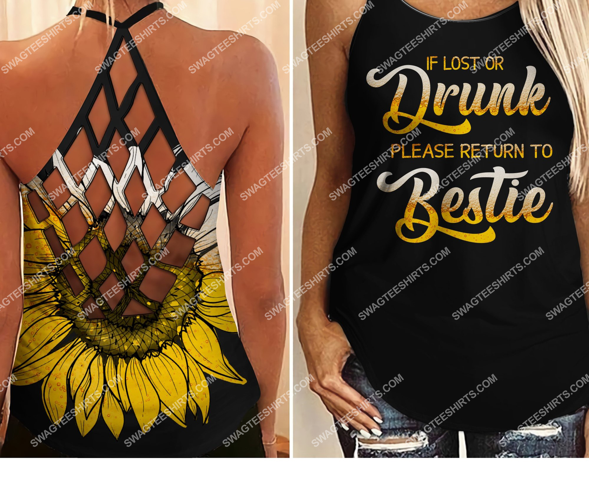 if lost or drunk please return to bestie all over printed strappy back tank top 2 - Copy (3)