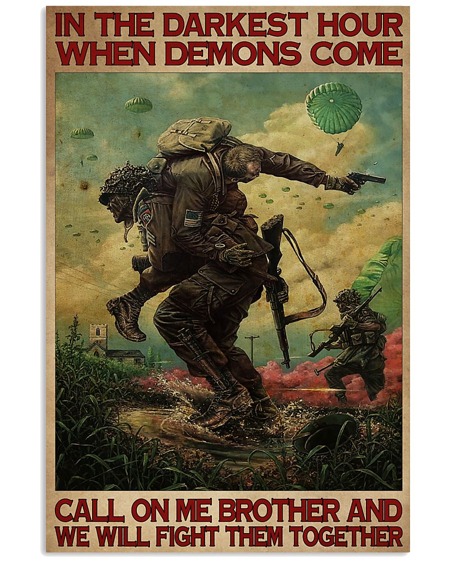 in the darkest hour when demons come call on me military retro poster 1