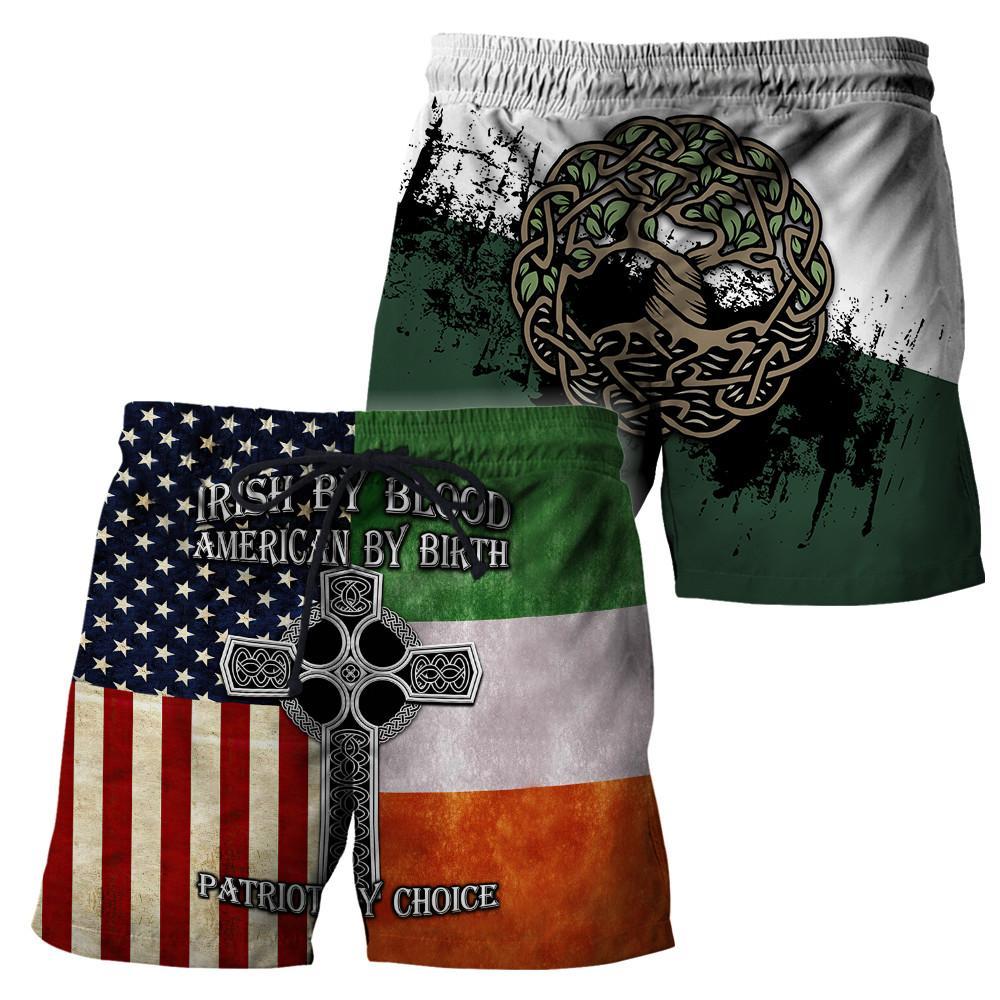 irish by blood american by birth patriot by choice full printing shorts