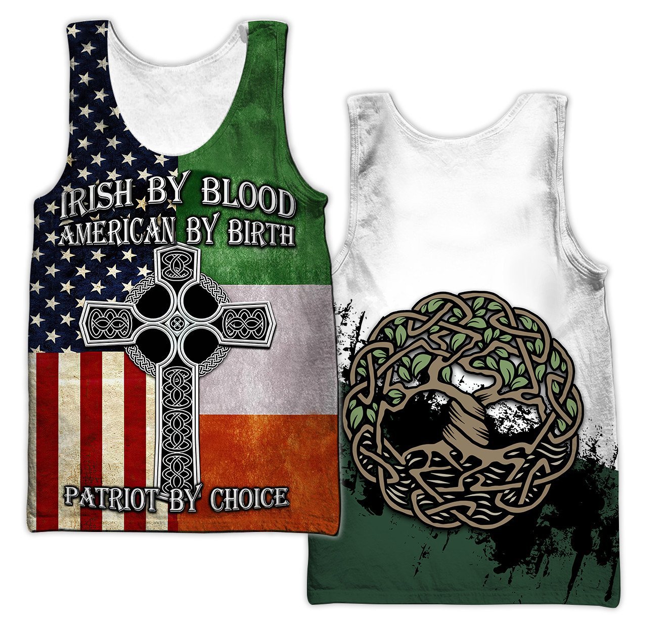 irish by blood american by birth patriot by choice full printing tank top