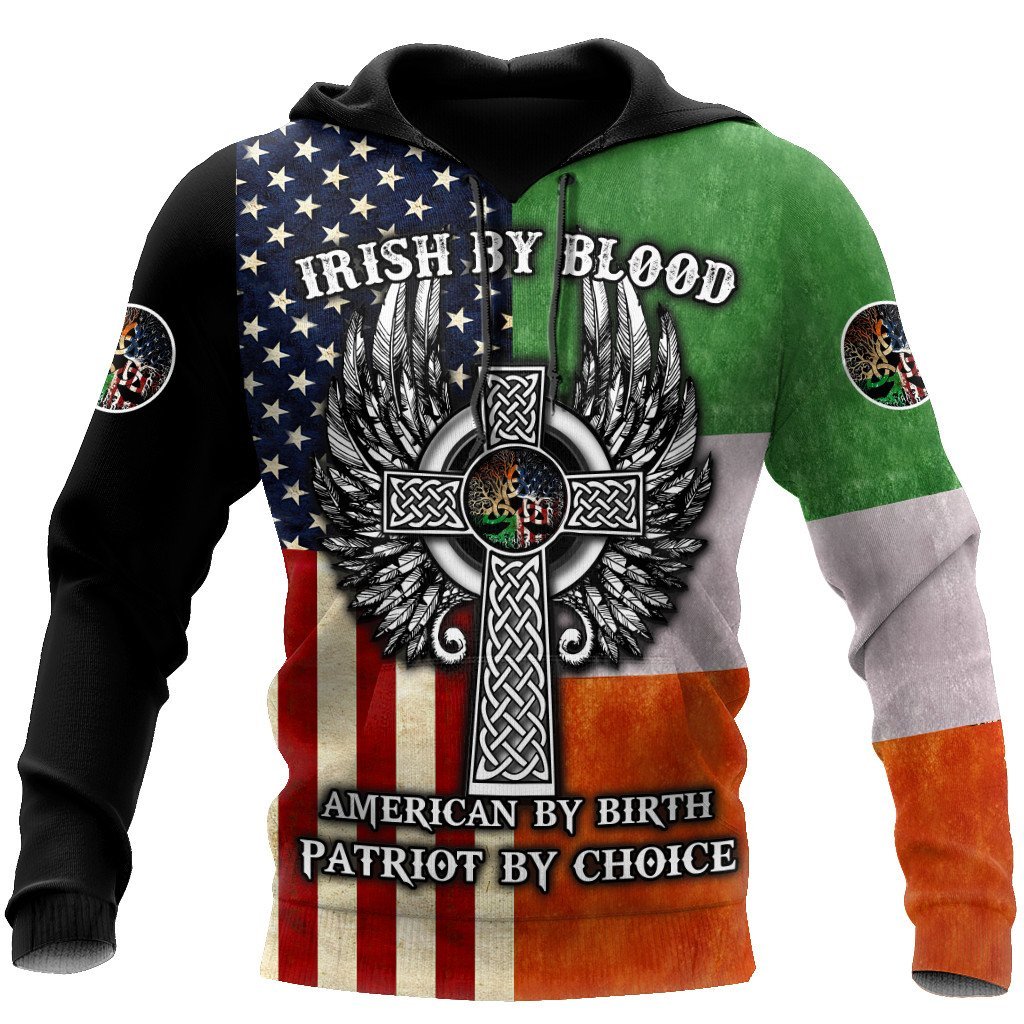 irish by blood american by birth patriot by choice the celtic cross hoodie