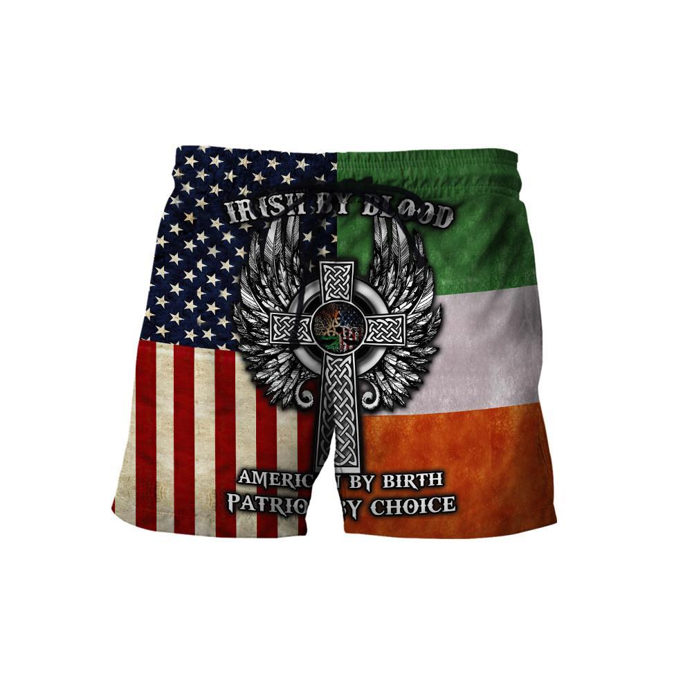 irish by blood american by birth patriot by choice the celtic cross shorts