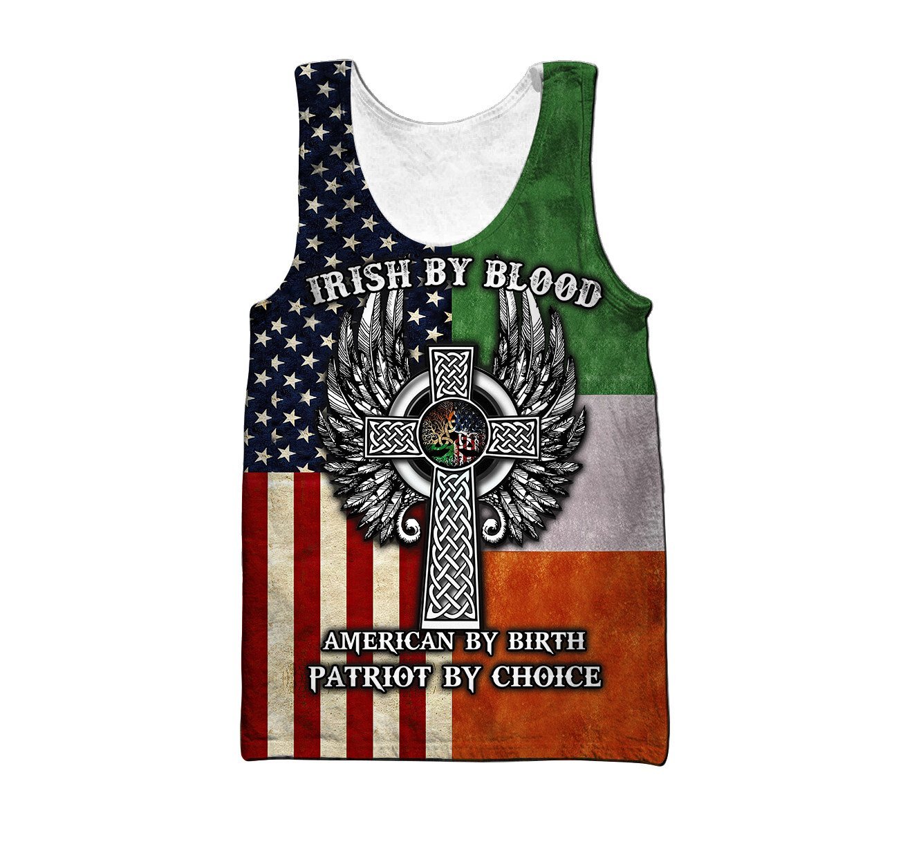 irish by blood american by birth patriot by choice the celtic cross tank top