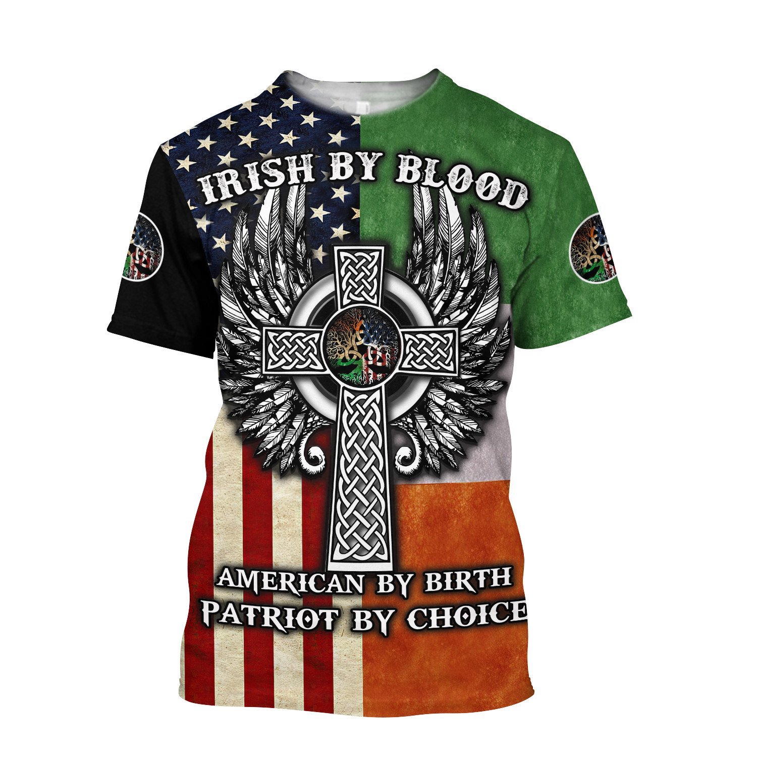 irish by blood american by birth patriot by choice the celtic cross tshirt