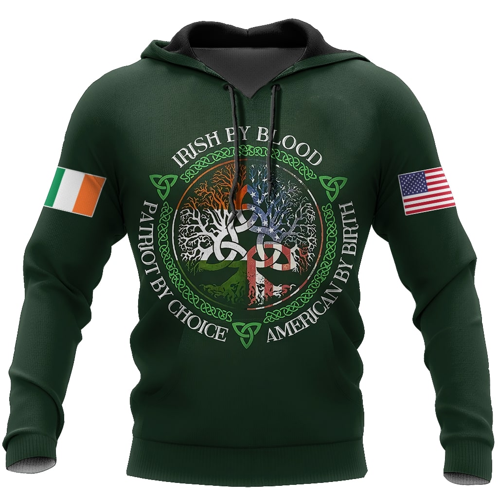 irish by blood american by birth patriot by choice tree of life all over printed hoodie