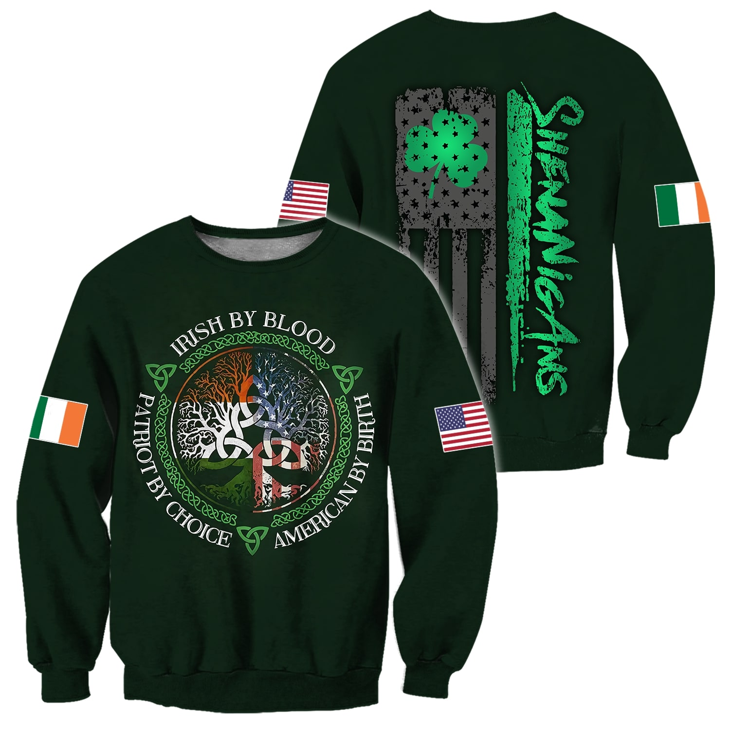 irish by blood american by birth patriot by choice tree of life all over printed sweatshirt