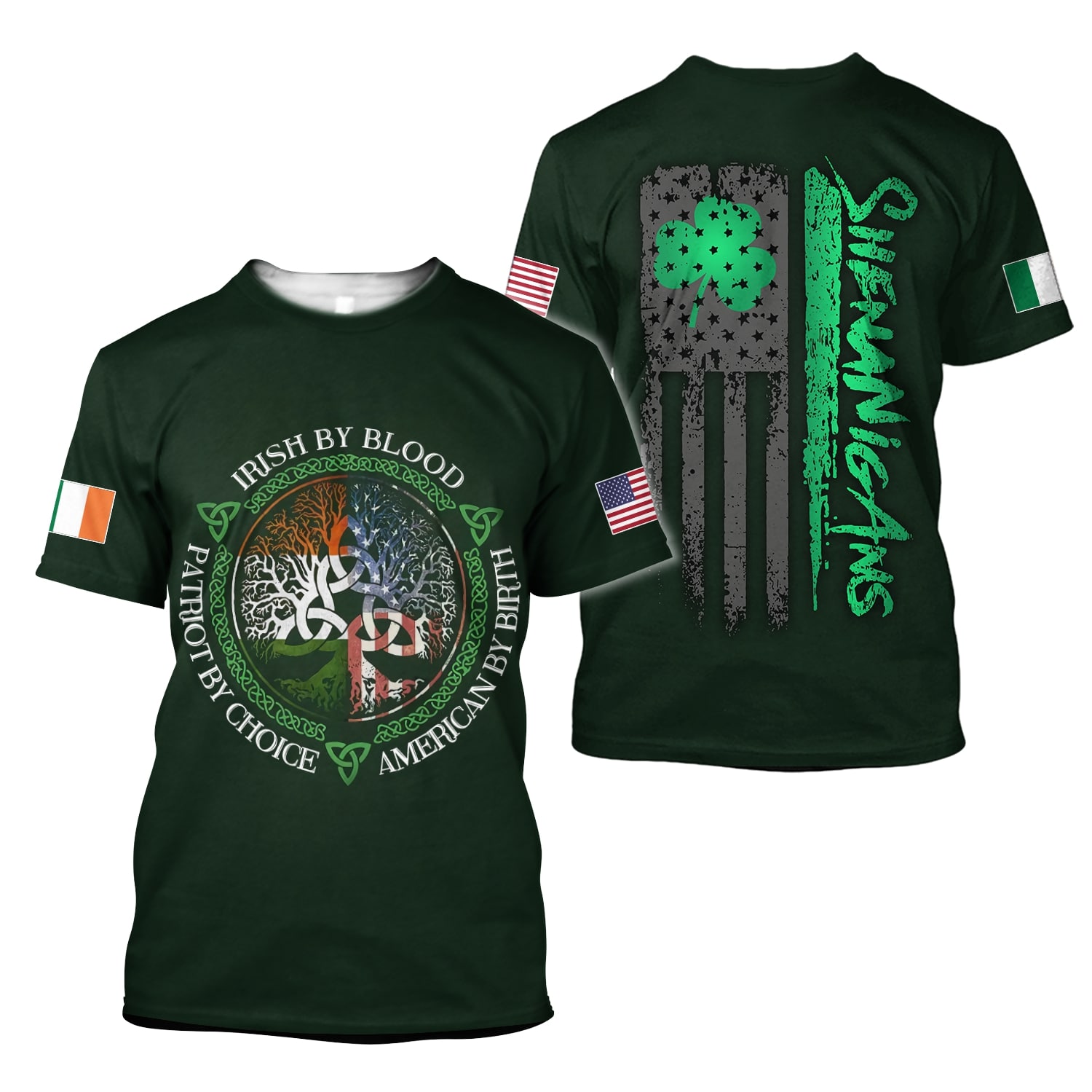 irish by blood american by birth patriot by choice tree of life all over printed tshirt