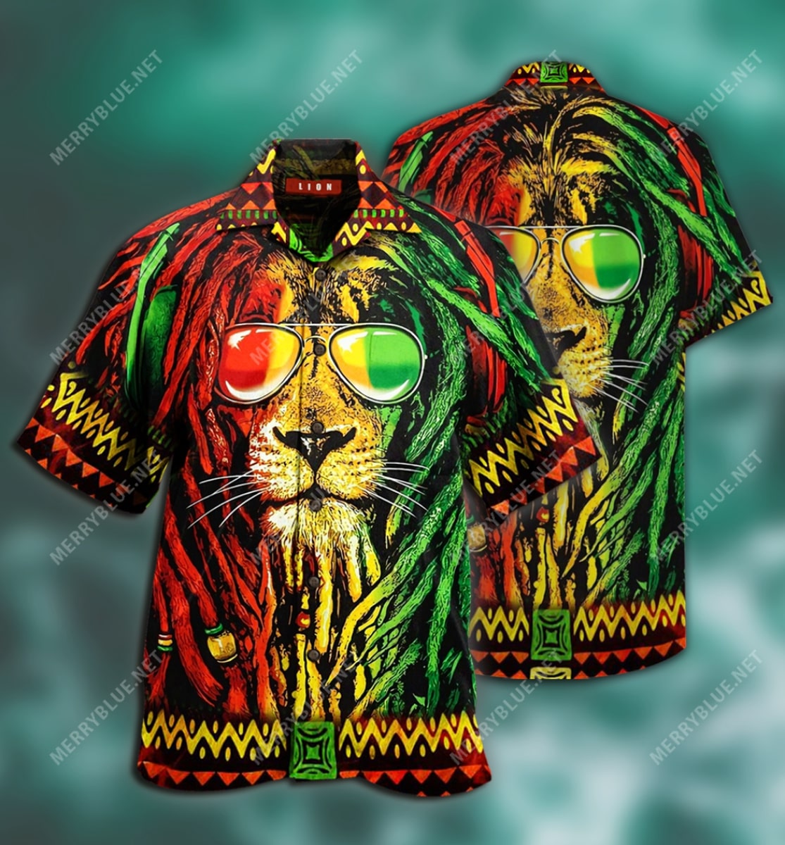 jamaica lion tropical all over printed hawaiian shirt 2