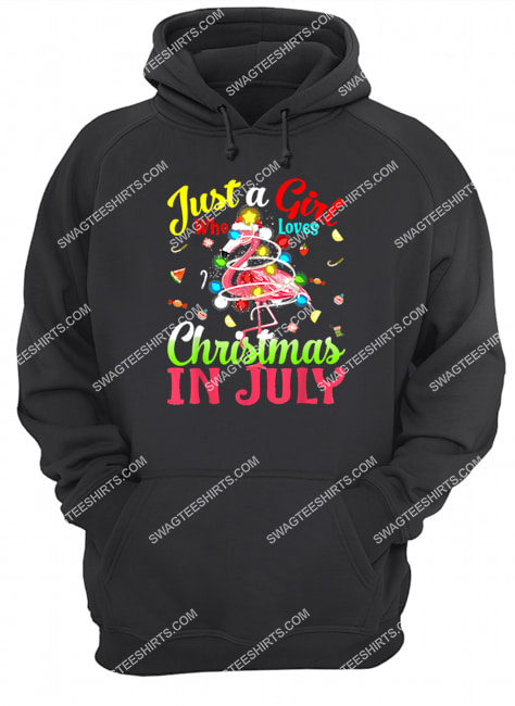 just a girl who loves christmas in july flamingo hoodie 1