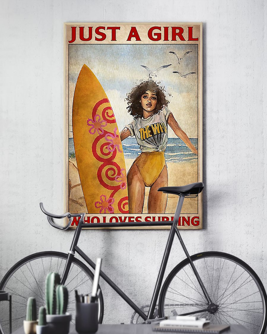 just a girl who loves surfing vintage poster 3