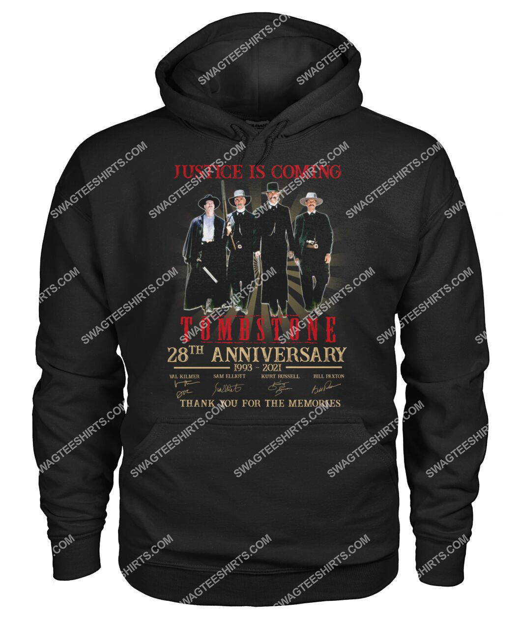 justice is coming tombstone 28th anniversary thank you for the memories hoodie 1