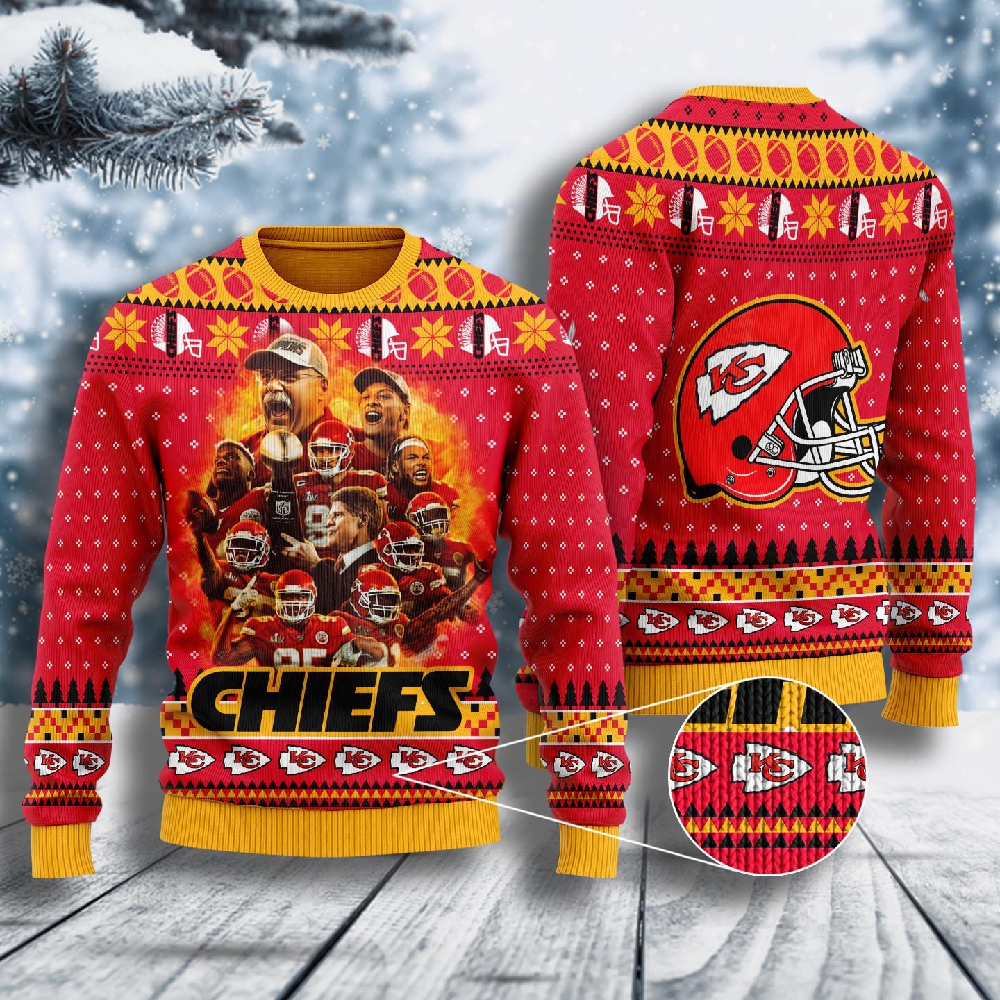 kansas city chiefs football team all over printed ugly christmas sweater 2