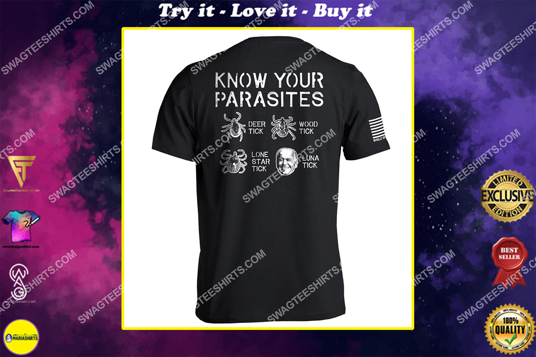 know your parasites political full print shirt