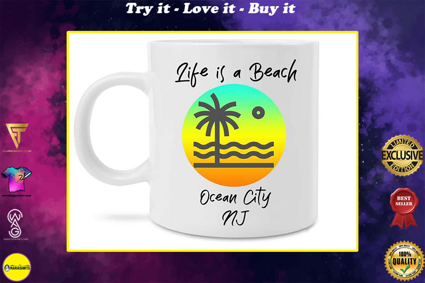 life is a beach ocean city new jersey coffee cup