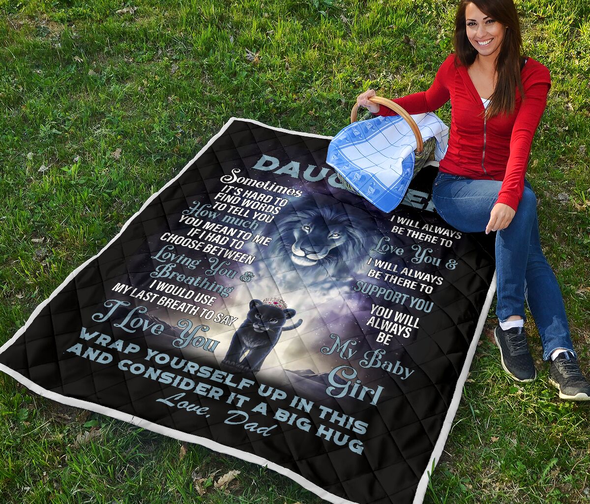 lion to my daughter i love you my baby girl love dad full printing quilt 4