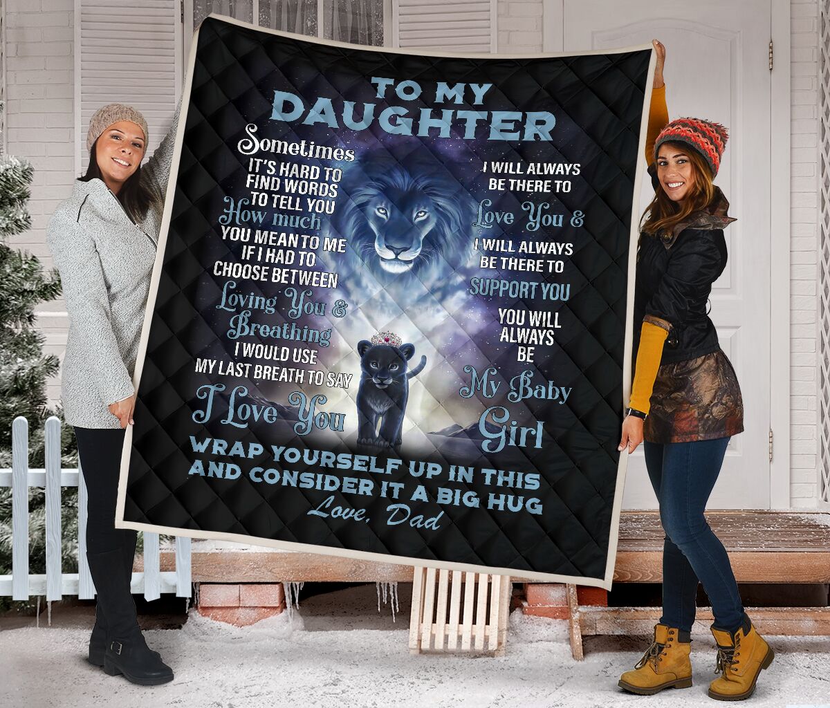 lion to my daughter i love you my baby girl love dad full printing quilt 5