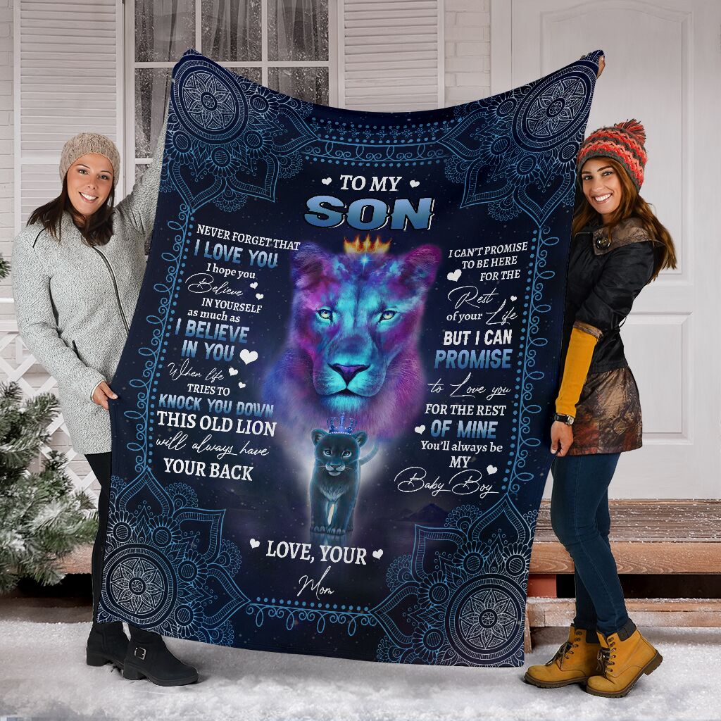 lion to my son i believe in you your mom full printing blanket 3