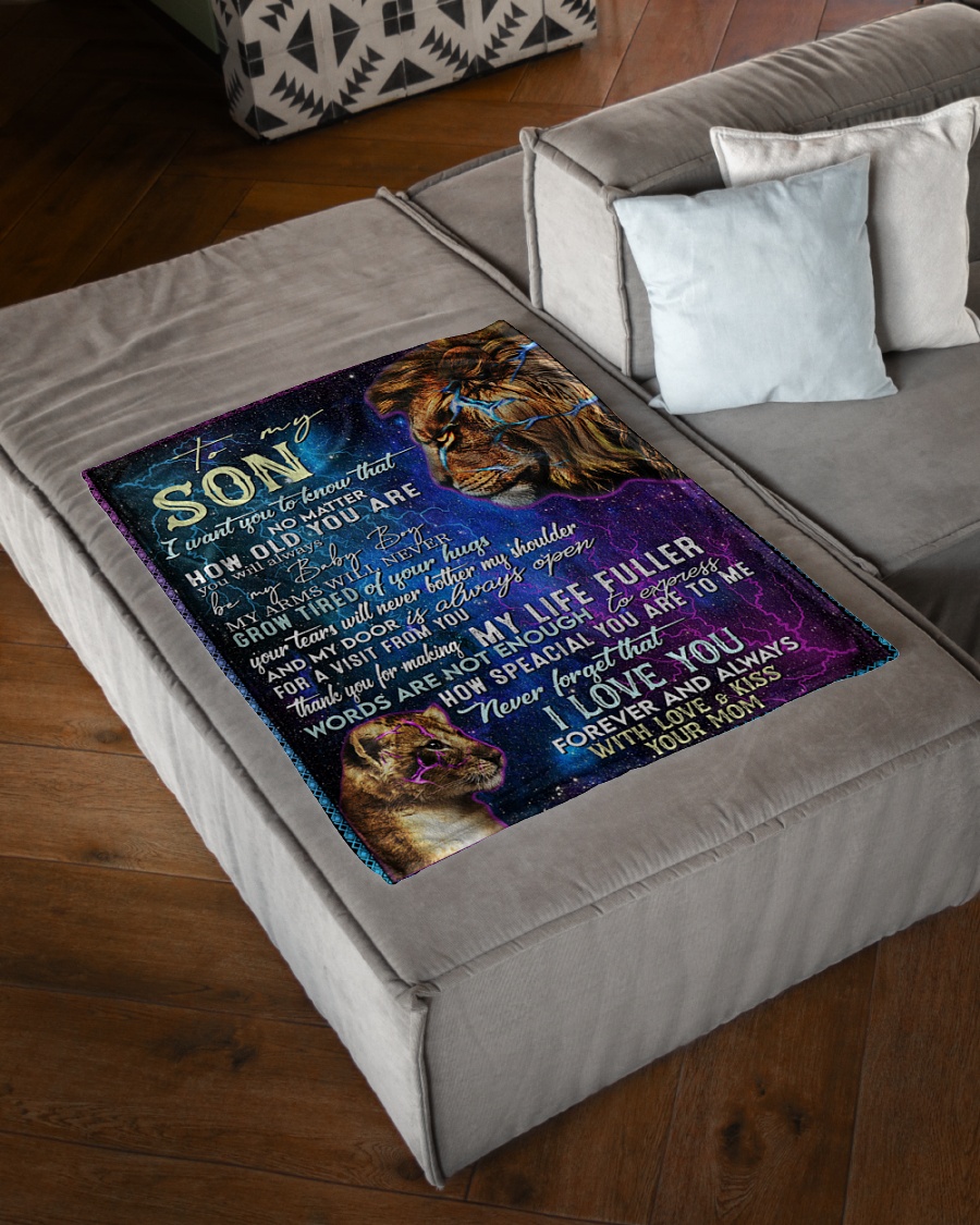 lion to my son i love you forever and always with love and kiss your mom blanket 3