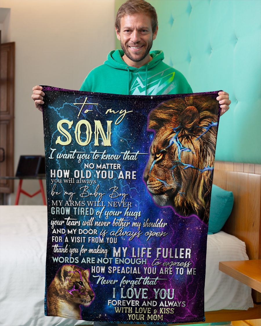 lion to my son i love you forever and always with love and kiss your mom blanket 5
