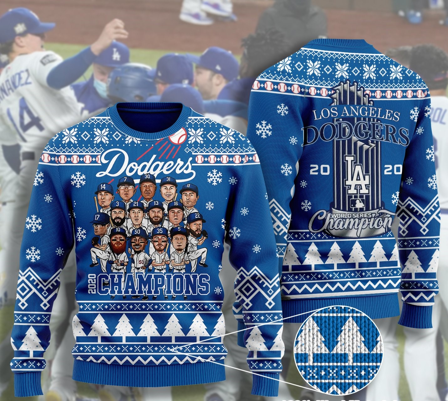 los angeles dodgers champions 2020 ugly christmas sweater 2 - Copy (2)