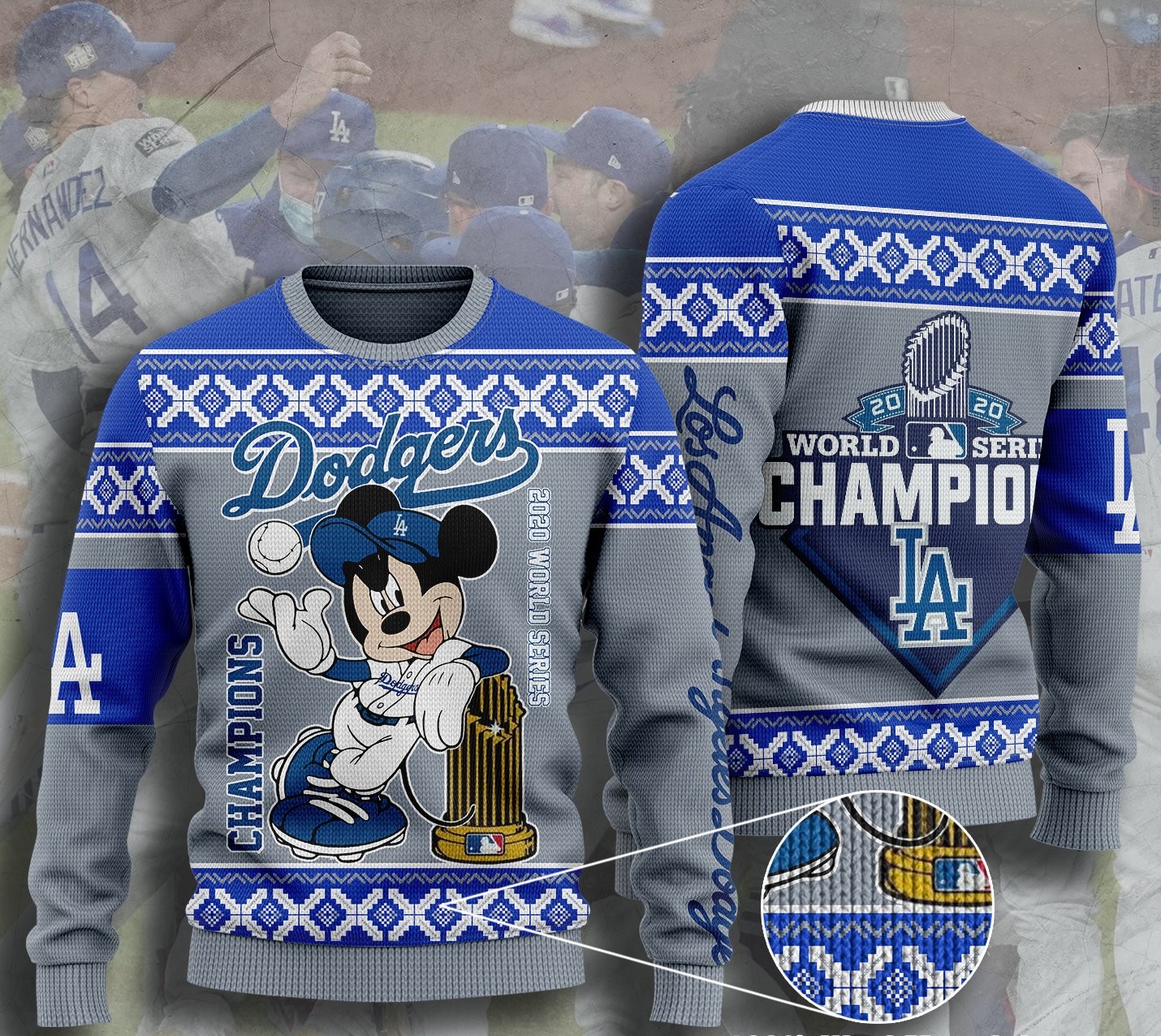 los angeles dodgers champions mickey mouse ugly christmas sweater 2