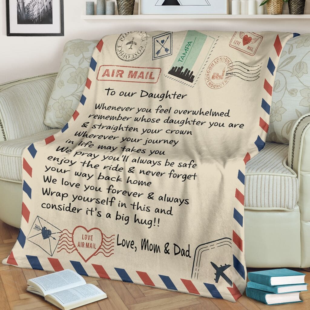 love air mail to our daughter we love you forever and always full printing blanket 3