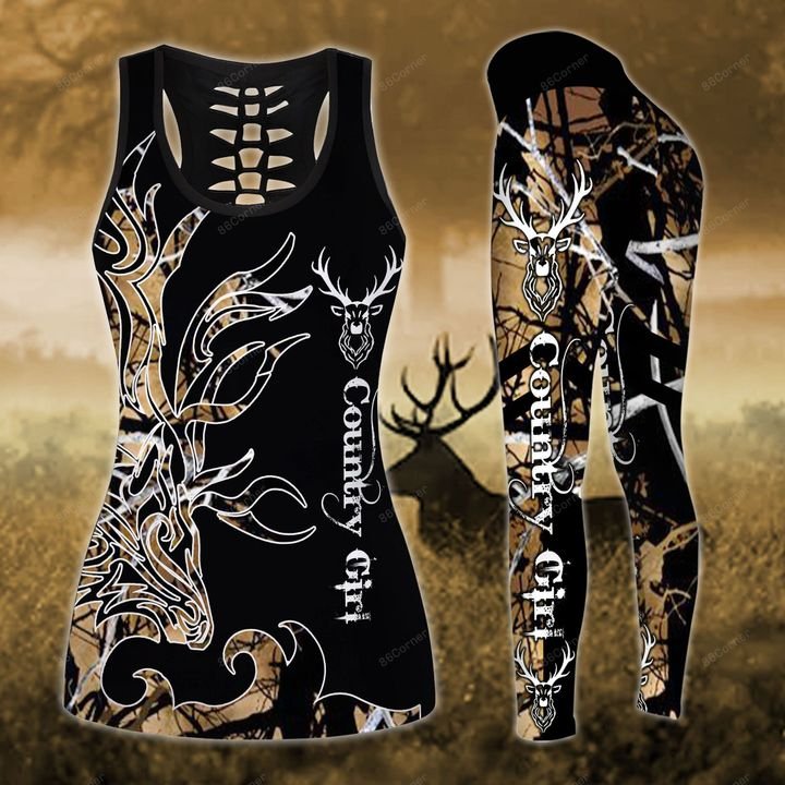 love hunting country girl on black all over printed shirt 3
