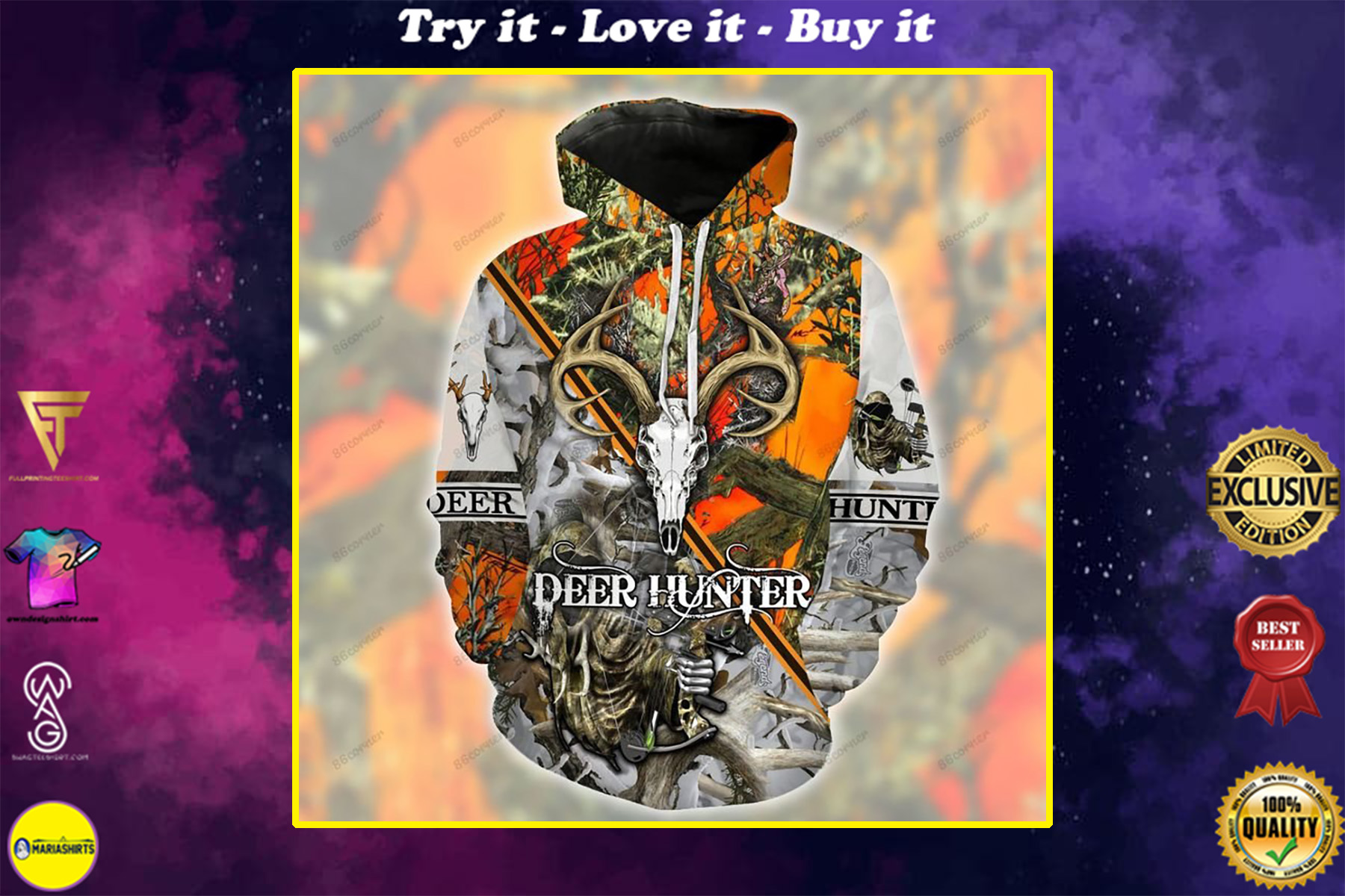 love hunting deer bow deer hunter all over printed shirt
