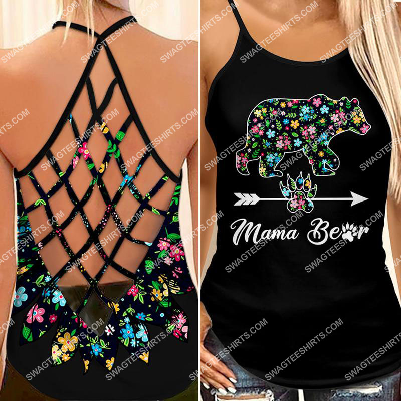mama bear mothers day floral all over printed strappy back tank top 1 - Copy (2)