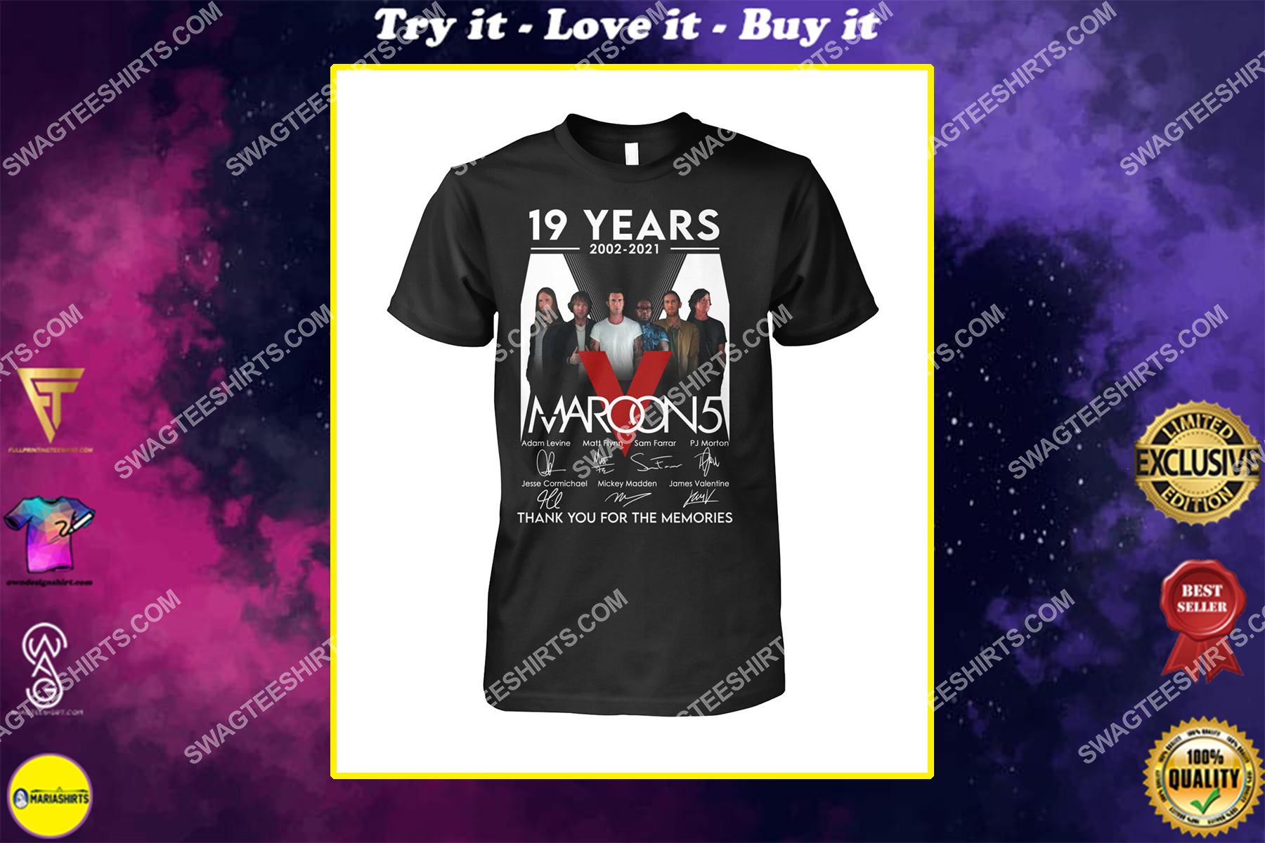 maroon 5 19 years thank you for memories signature shirt