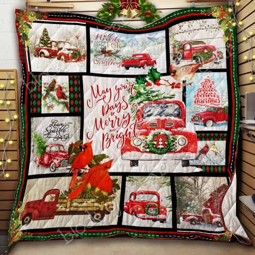 may your day be merry and bright christmas red truck quilt 2