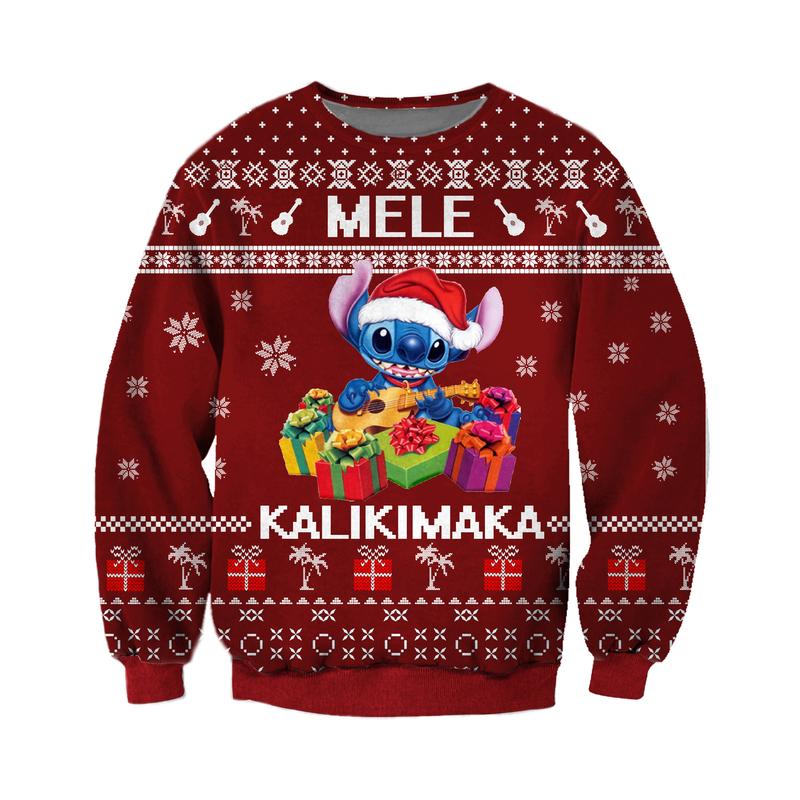 mele kalikimaka stitch santa claus all over printed ugly christmas sweater 3