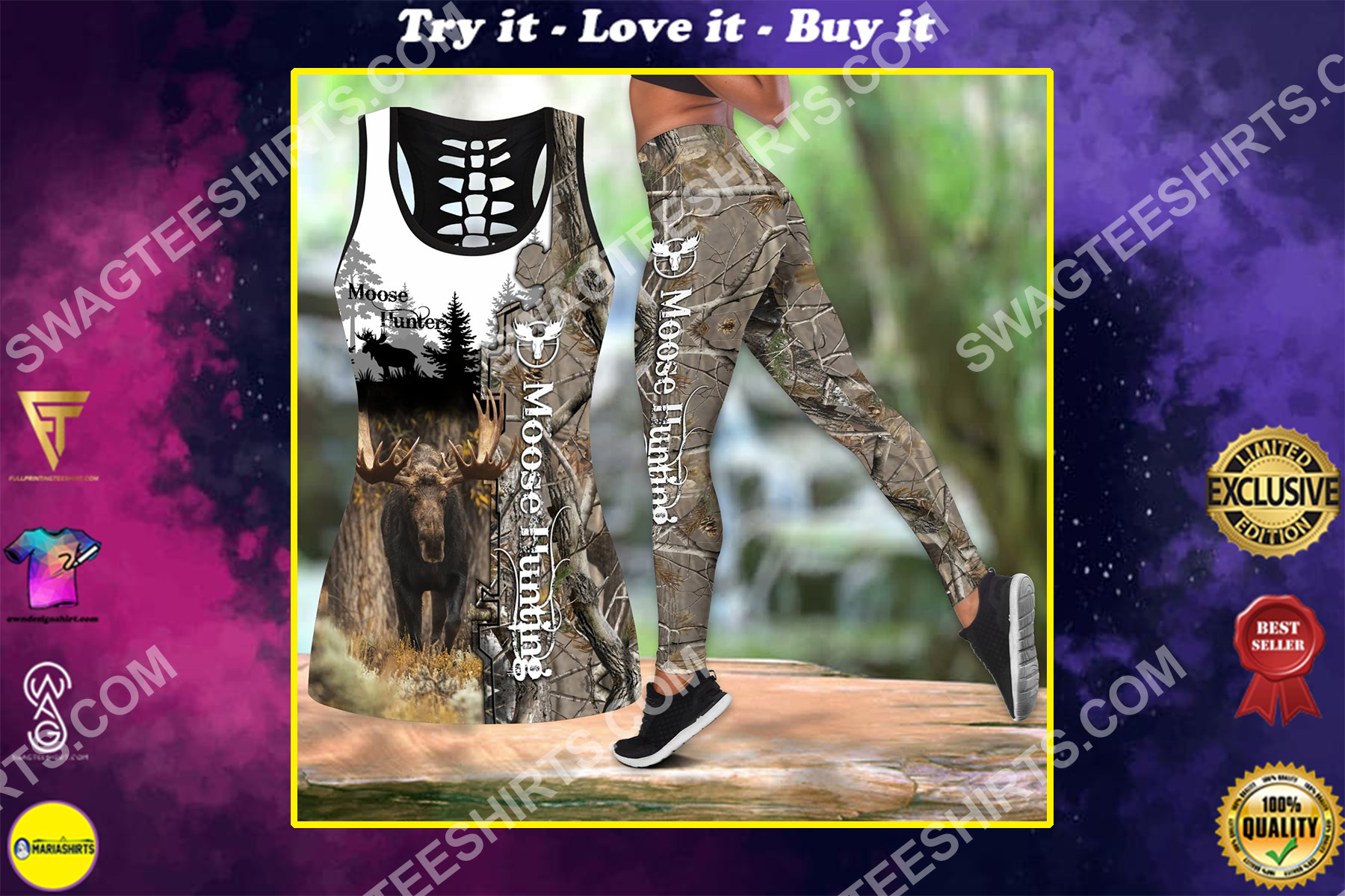 moose hunting camo all over printed set sports outfit