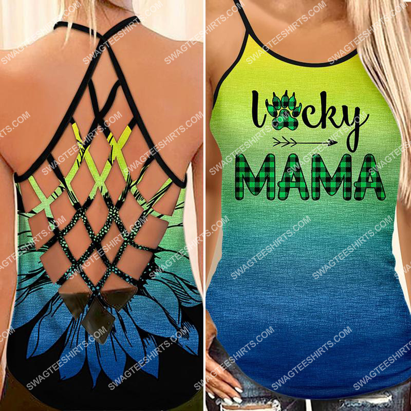 mothers day lucky mama bear all over printed strappy back tank top 1 - Copy (2)