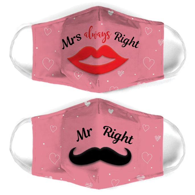 mr right couple all over print face mask 2
