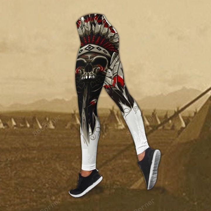 native american dead chief all over printed legging