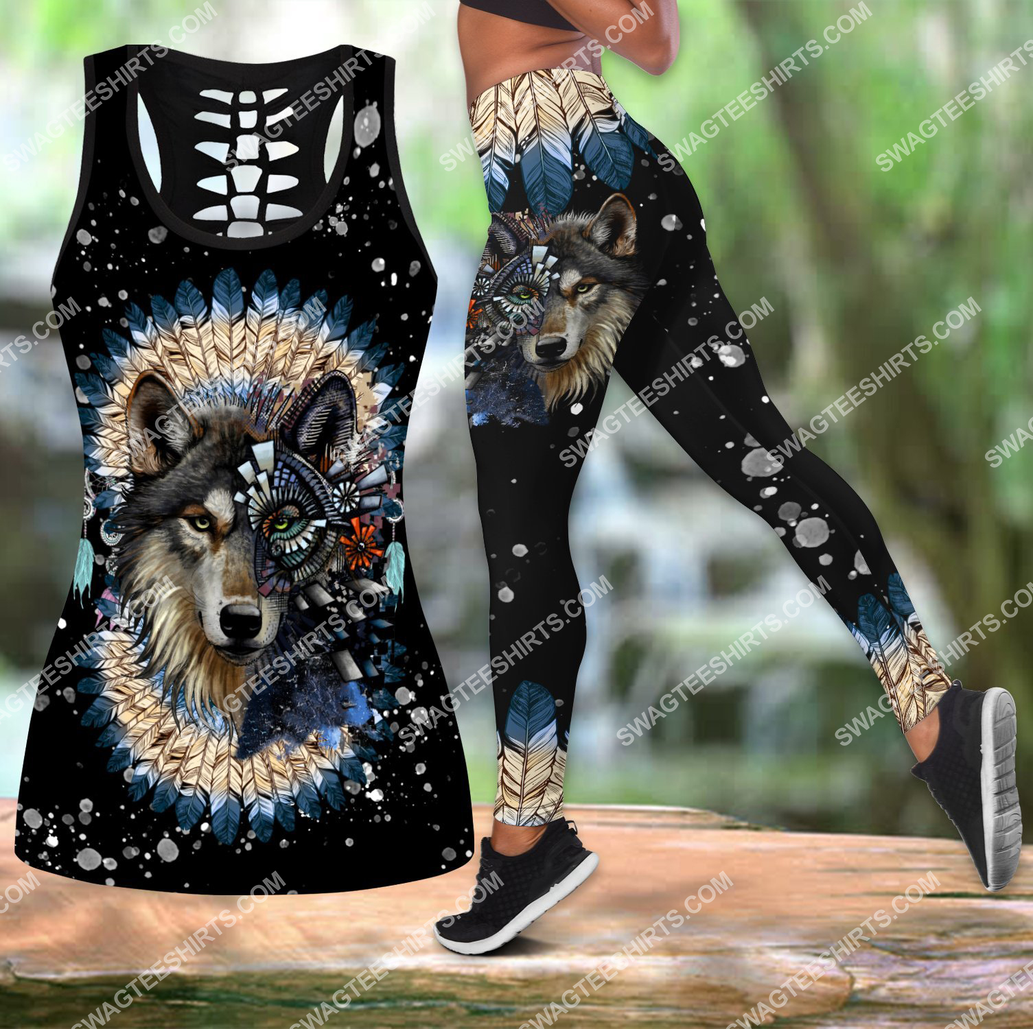 native american wolf all over printed set sports outfit 3 - Copy (2)