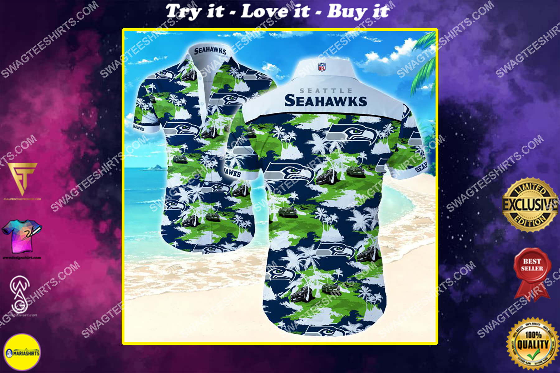 nfl seattle seahawks all over print hawaiian shirt