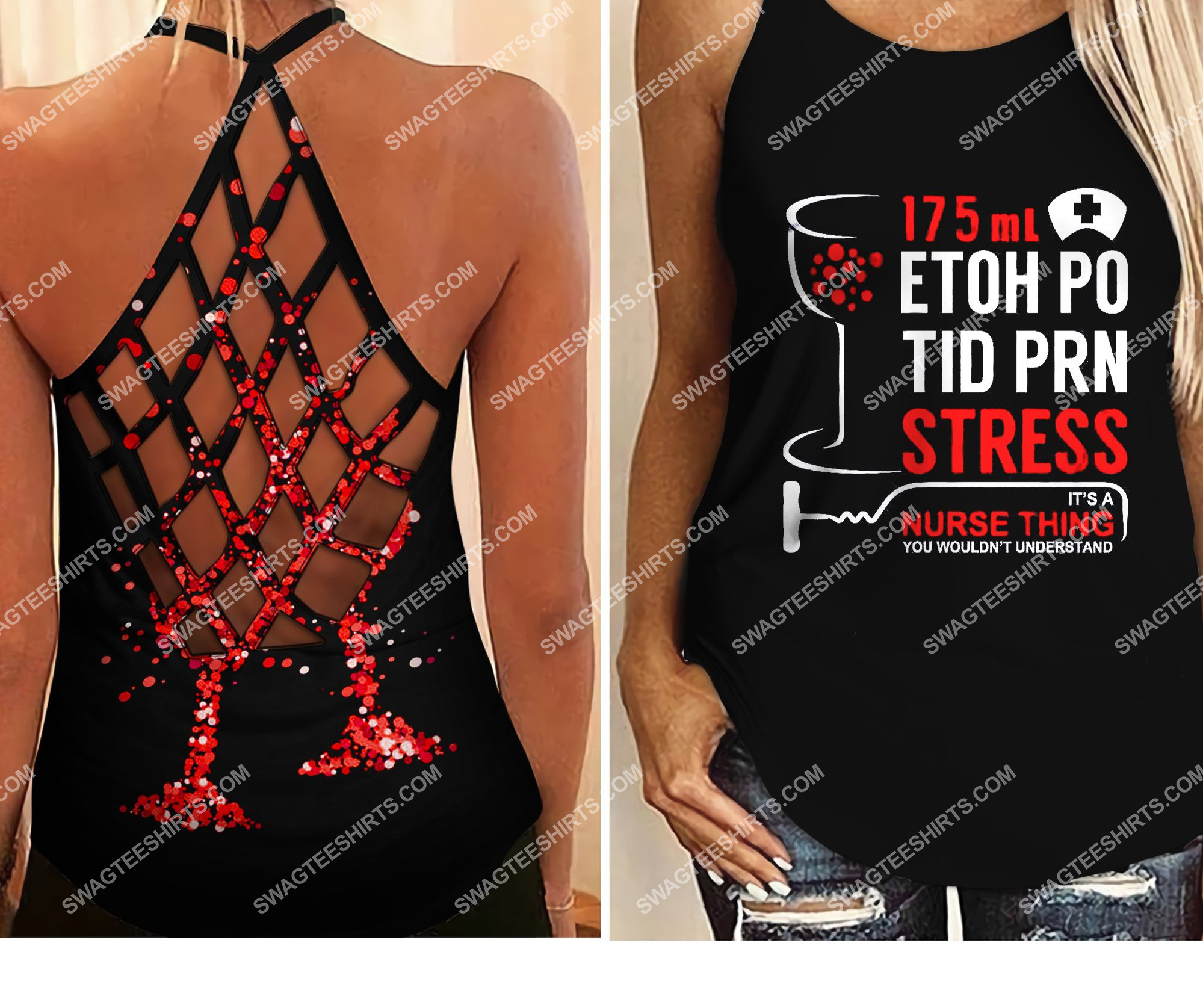 nurse thing all over printed strappy back tank top 2 - Copy (2)
