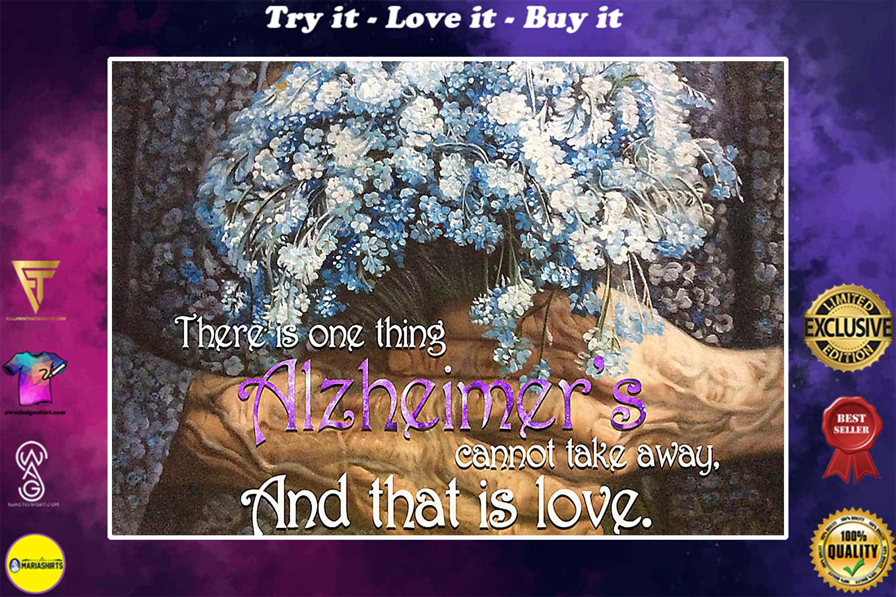 old lady with flower there is one thing alzheimers cannot take away and that is love poster
