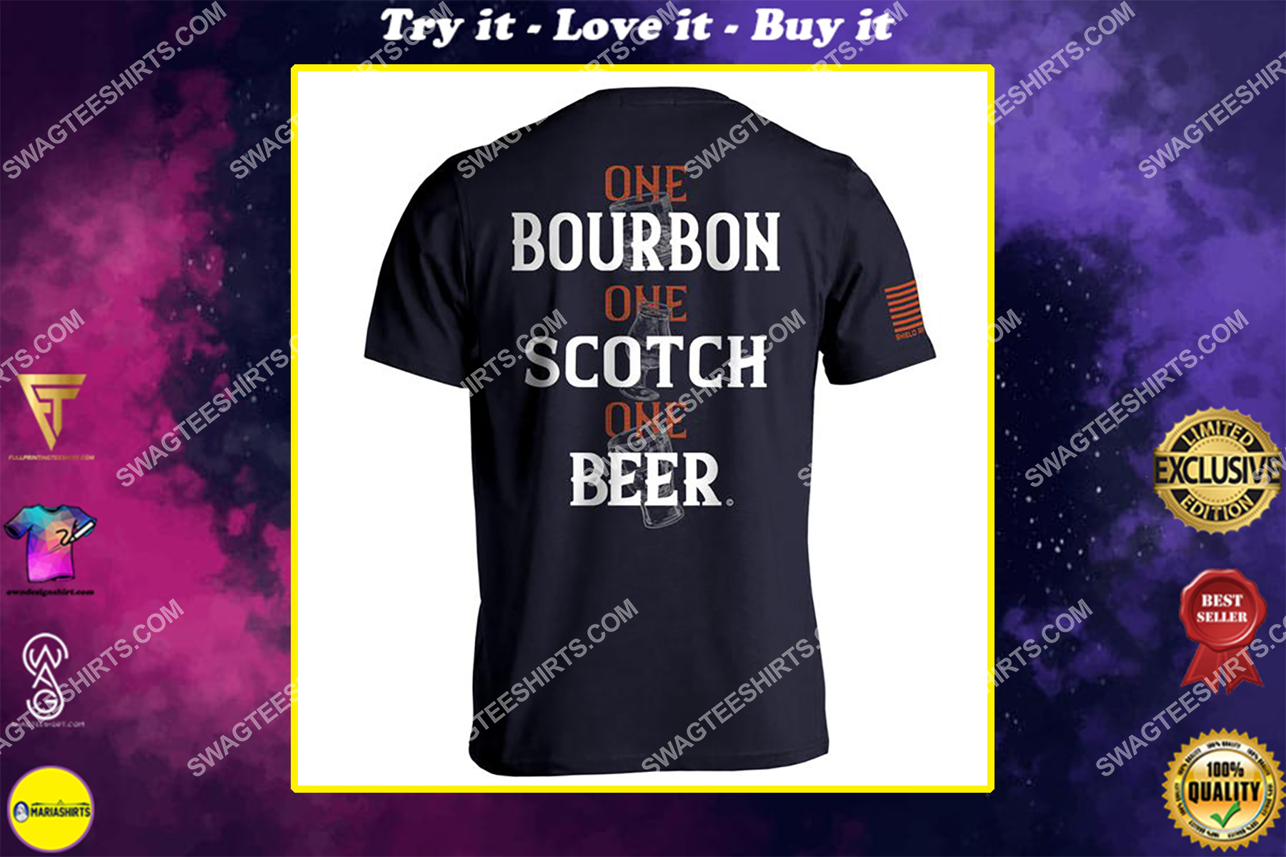 one bourbon one scotch one beer party summer shirt