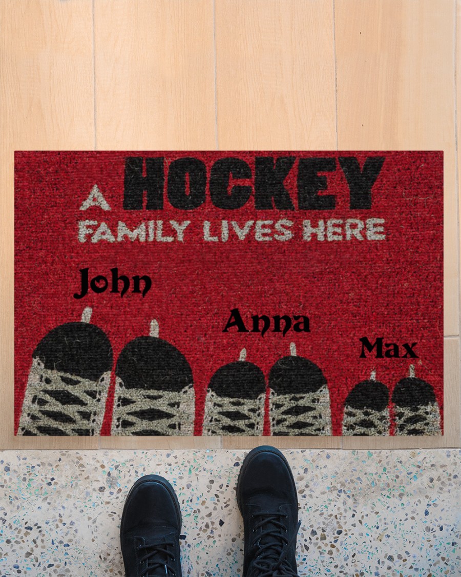 personalized a hockey family lives here full printing doormat 3