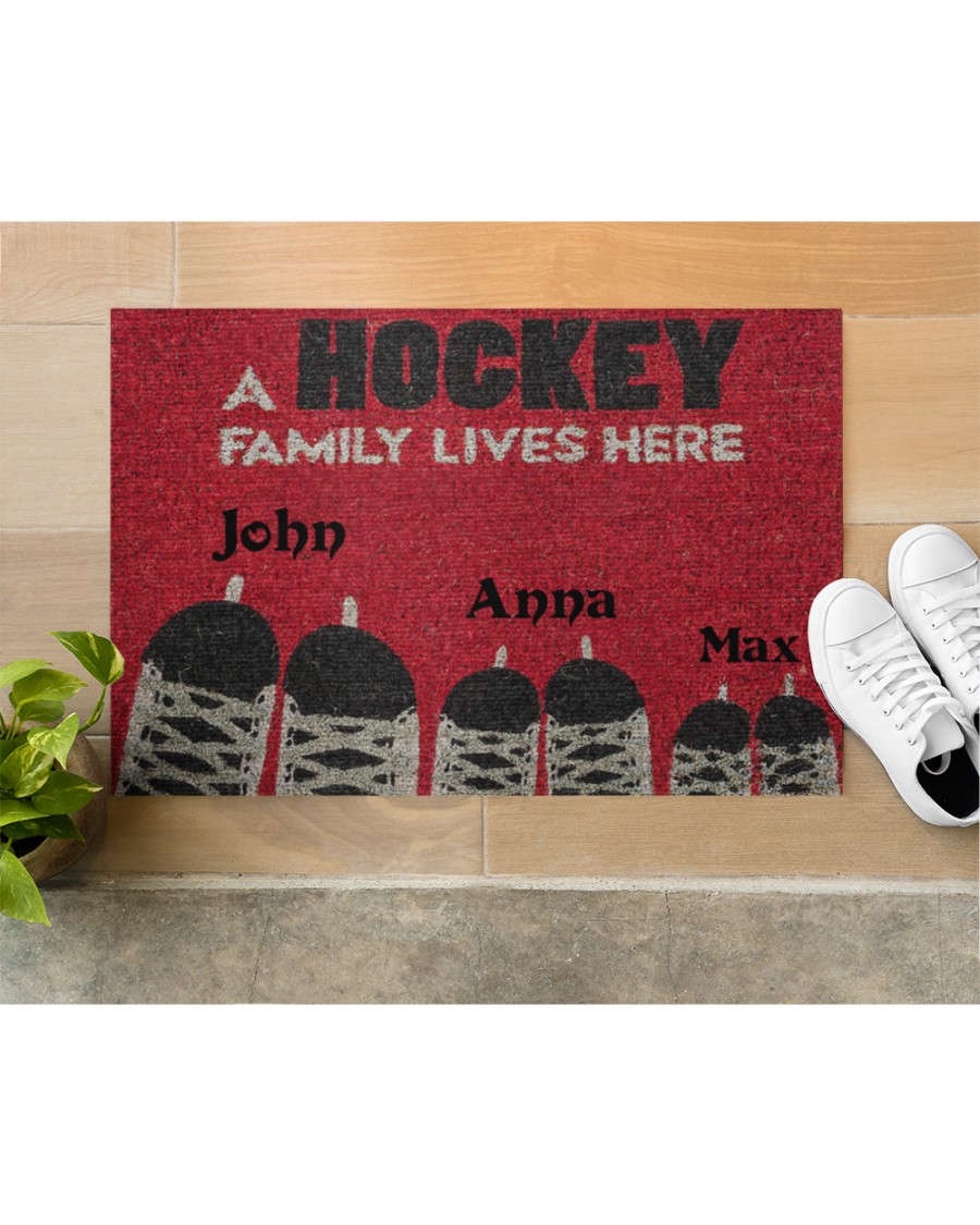 personalized a hockey family lives here full printing doormat 5