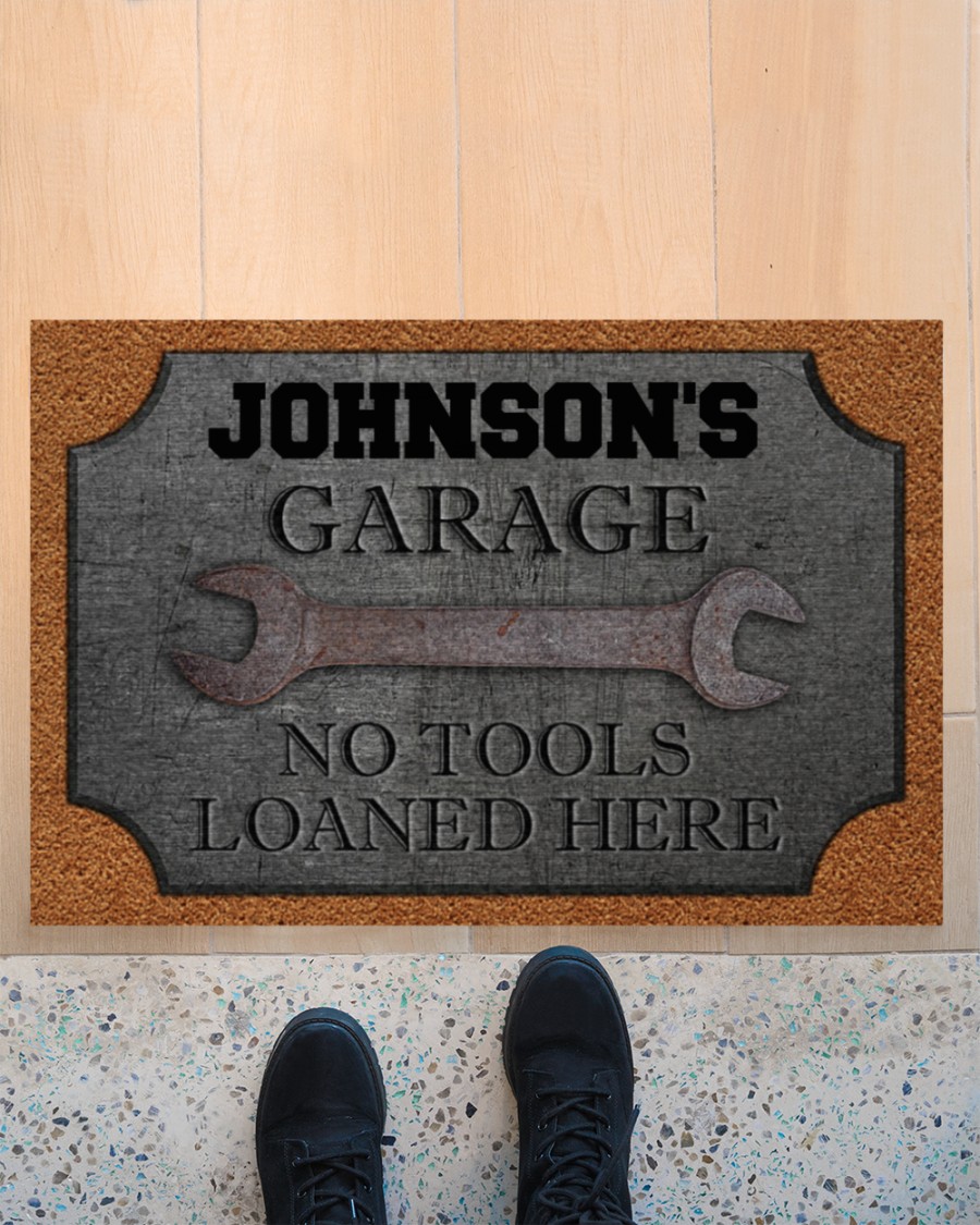 personalized auto mechanic metal garage no tools loaned here full printing doormat 3
