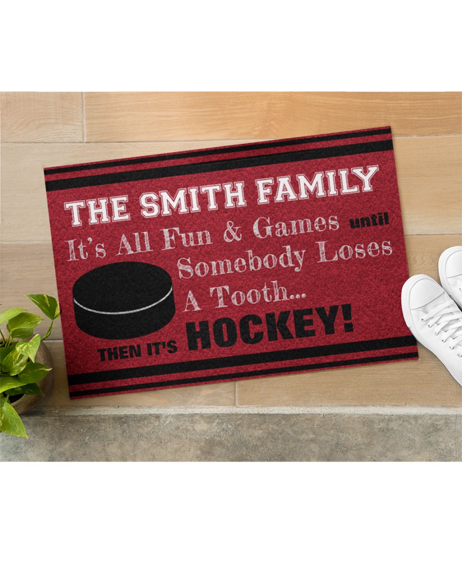 personalized hockey family its all fun and game full printing doormat 3