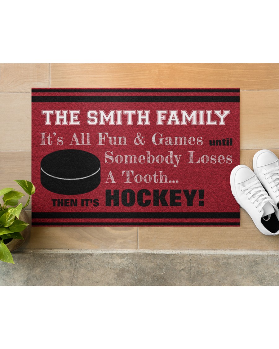 personalized hockey family its all fun and game full printing doormat 5