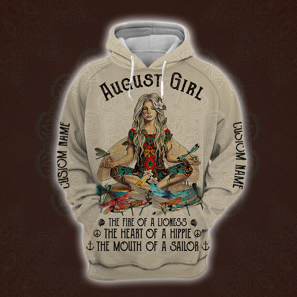 personalized name august yoga girl full printing shirt 3