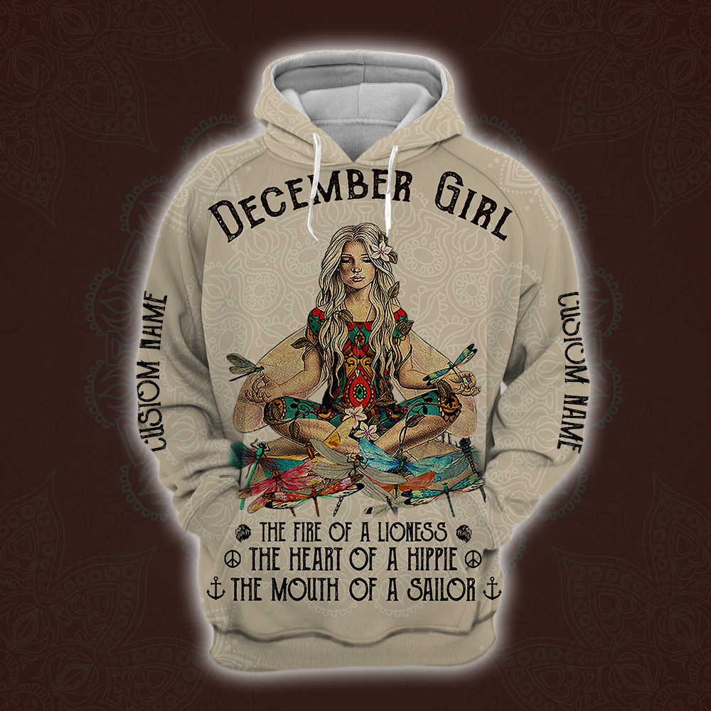 personalized name december yoga girl full printing shirt 2